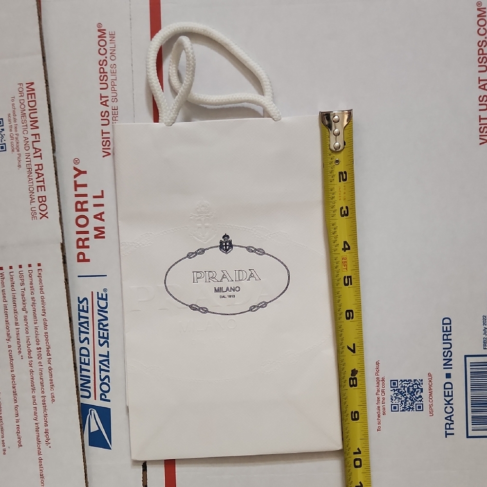 Prada White Embossed Logo Rope Handle Bag